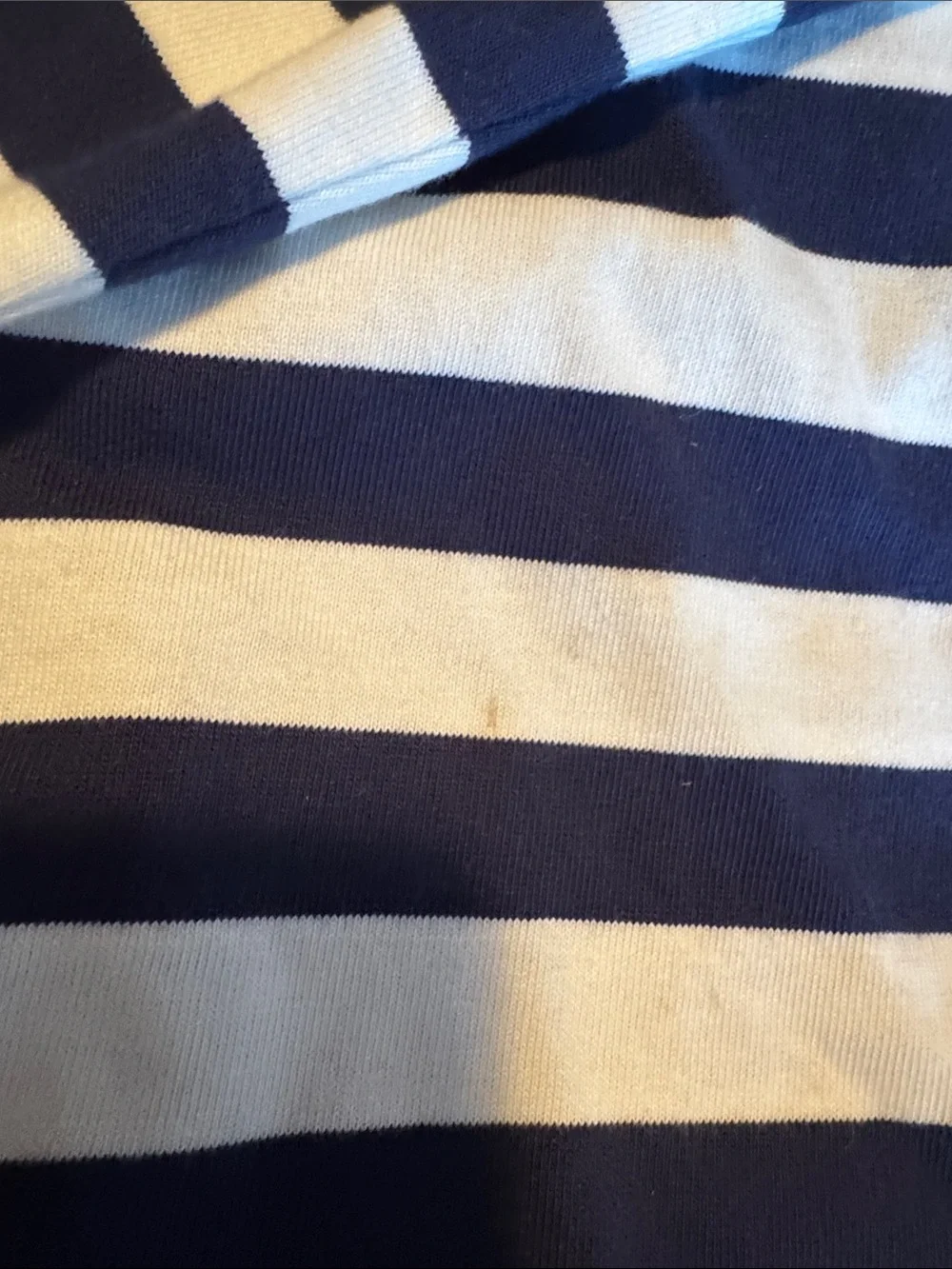 J. Crew Navy and White Striped Long-Sleeve Crew Top with Side Buttons